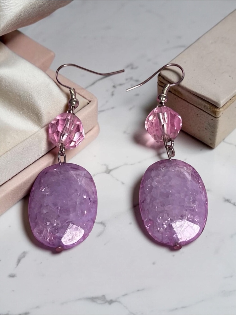 Elegant Purple and Pink Dangle Earrings